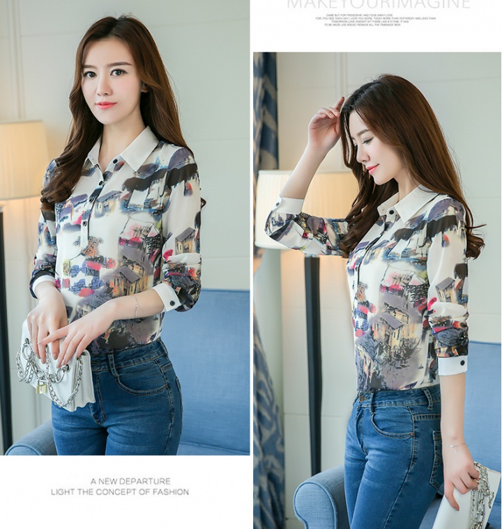 Spring Korean style ink shirt simple loose tops for women