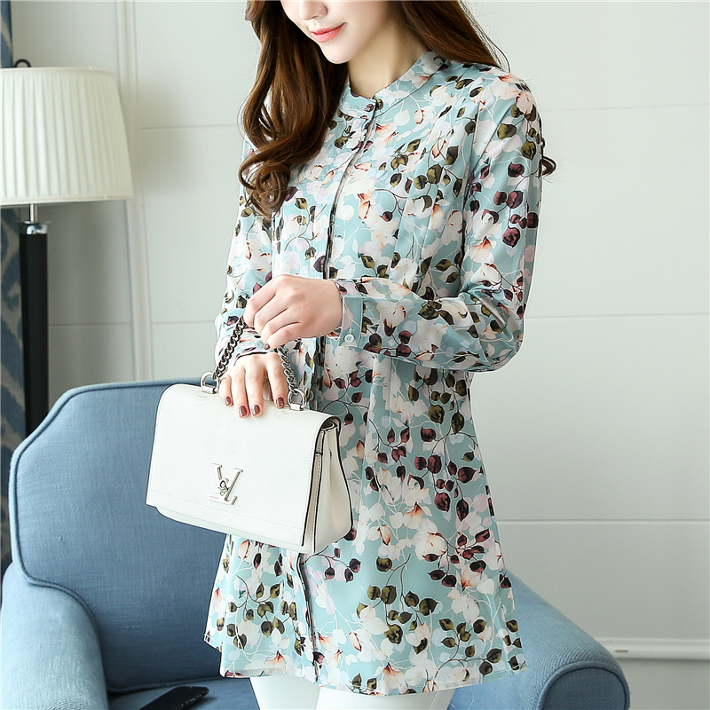 Printing Korean style shirt long sleeve long shirts for women