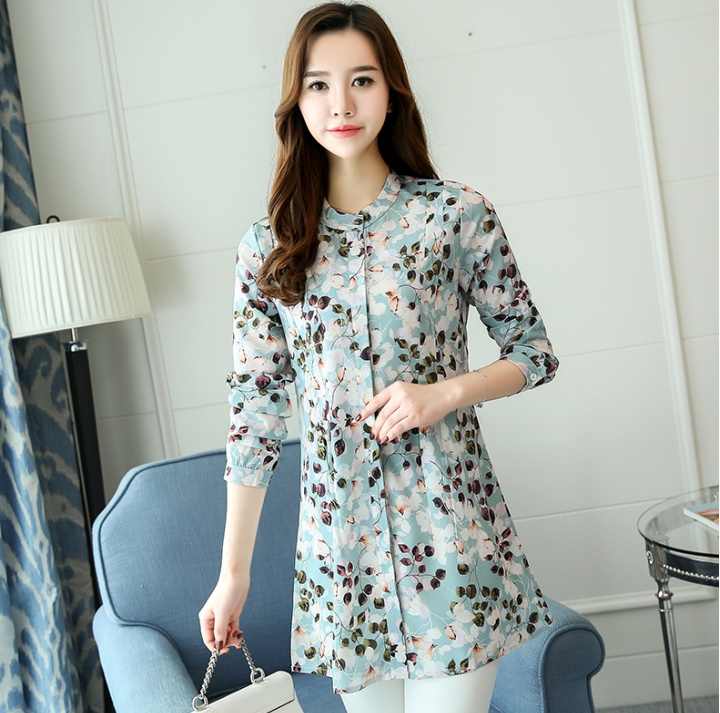 Printing Korean style shirt long sleeve long shirts for women