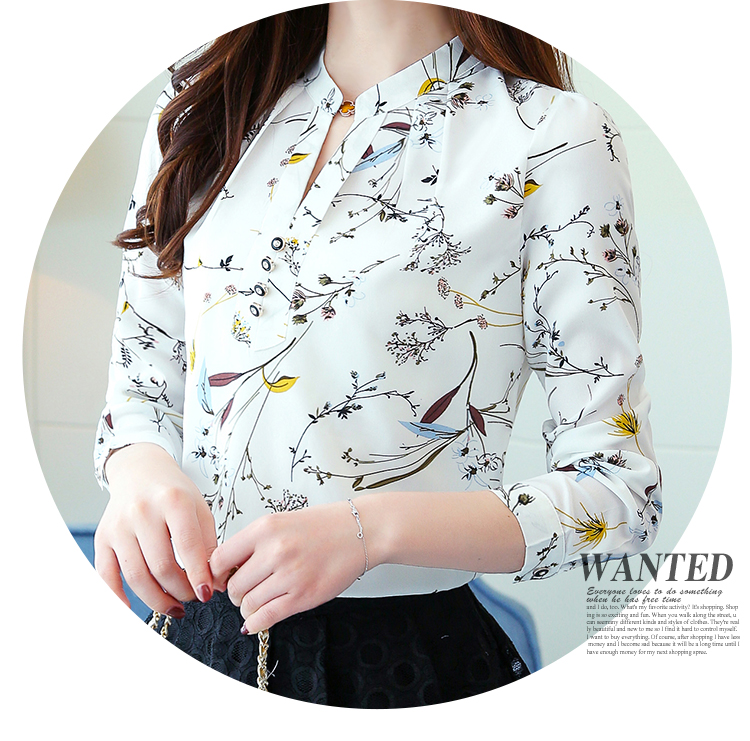 V-neck Korean style chiffon shirt large yard tops for women