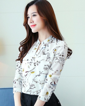 V-neck Korean style chiffon shirt large yard tops for women