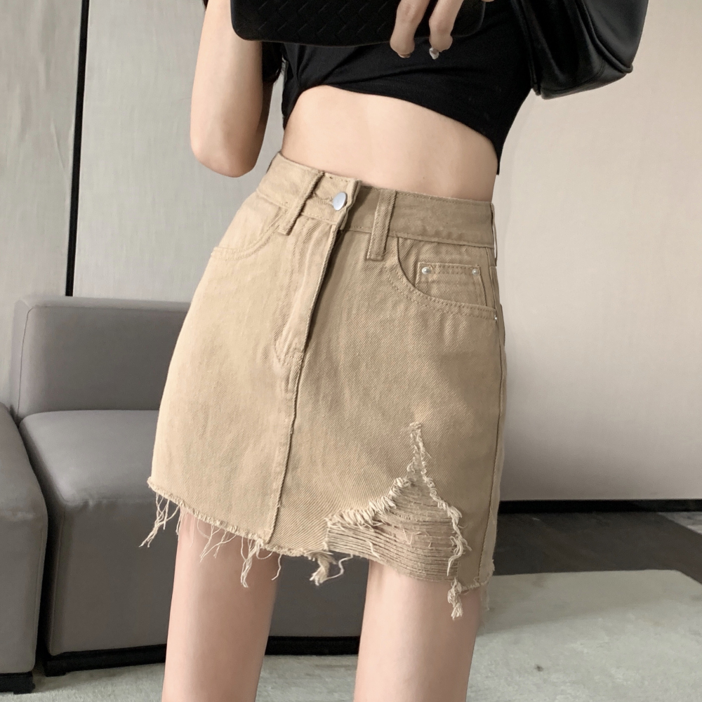 Anti emptied package hip sexy spring and summer holes skirt