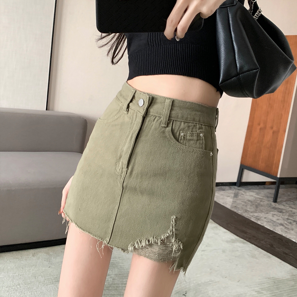 Anti emptied package hip sexy spring and summer holes skirt