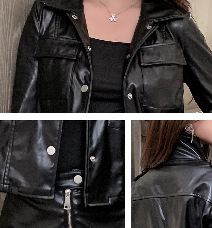 Fashion slim leather coat night show jacket 3pcs set