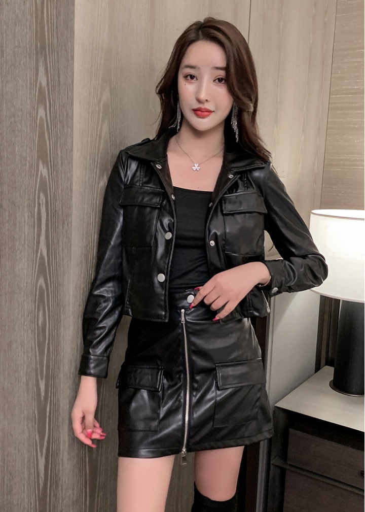 Fashion slim leather coat night show jacket 3pcs set