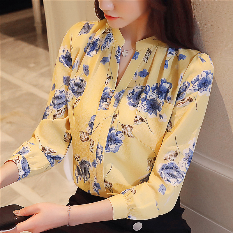 Long sleeve printing tops Korean style spring shirt for women