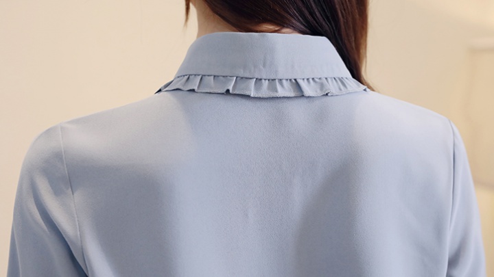 Frenum bottoming chiffon tops bow slim shirt for women