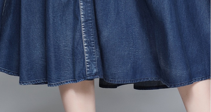Pinched waist slim long skirt retro denim dress