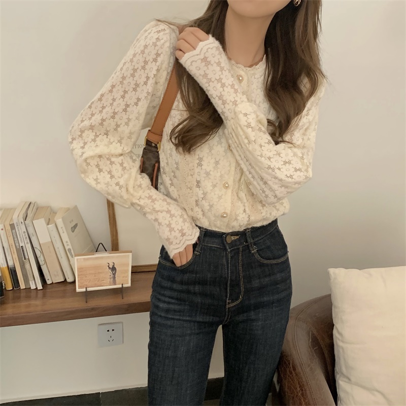 Lace puff sleeve Western style shirts for women
