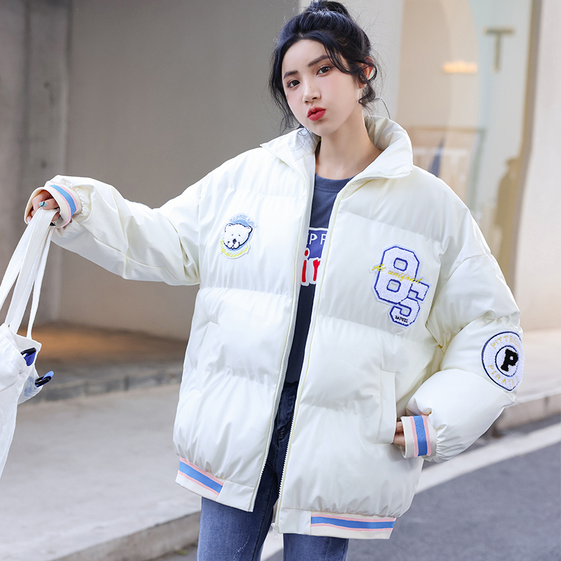 Student thick winter letters cotton coat for women