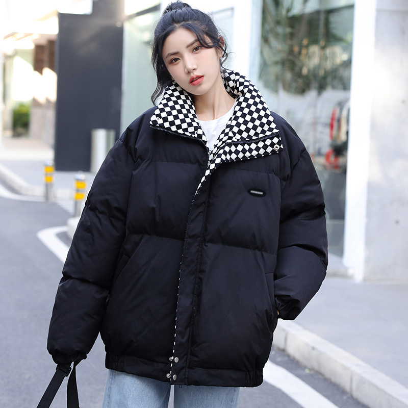 Chessboard cotton coat loose bread clothing