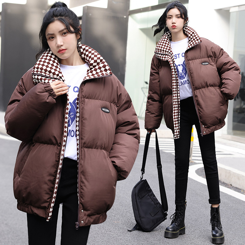 Chessboard cotton coat loose bread clothing