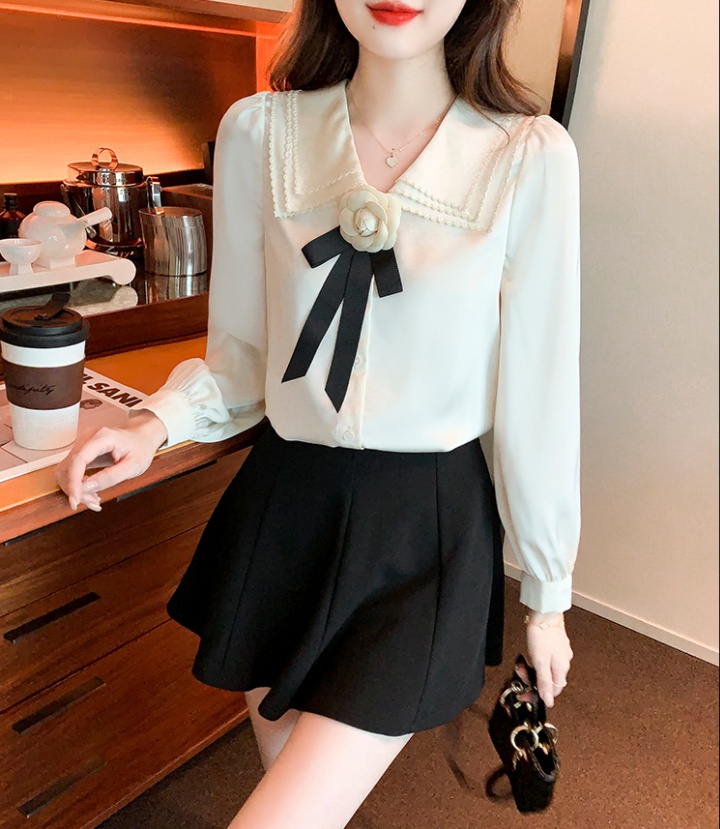 Sweet spring doll collar tops white France style shirt