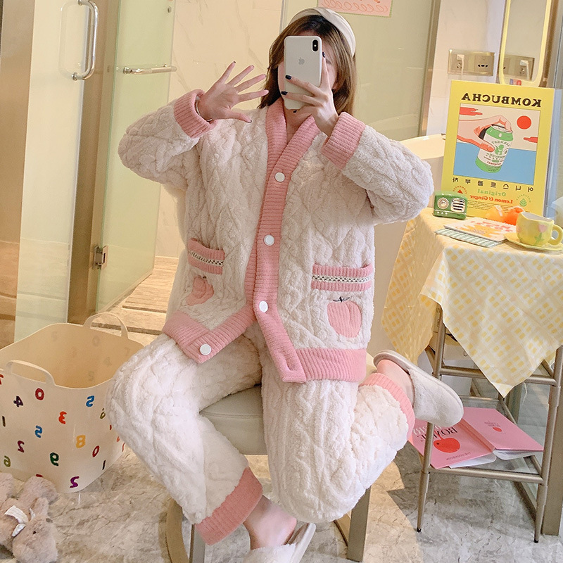 Thermal homewear autumn and winter pajamas a set for women