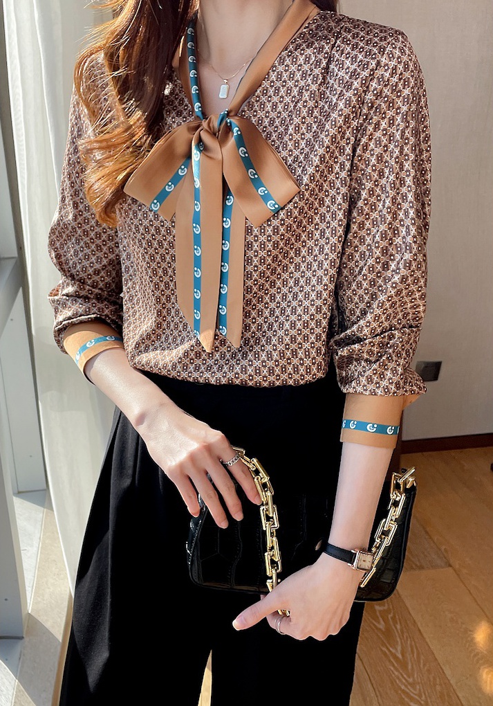 Silk Western style shirt real silk tops for women