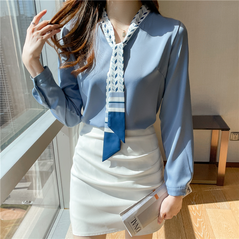 Spring tops long sleeve chiffon shirt for women