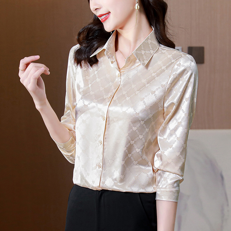 Silk spring tops overalls long sleeve shirt for women