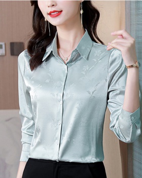 Long sleeve spring tops real silk silk shirt