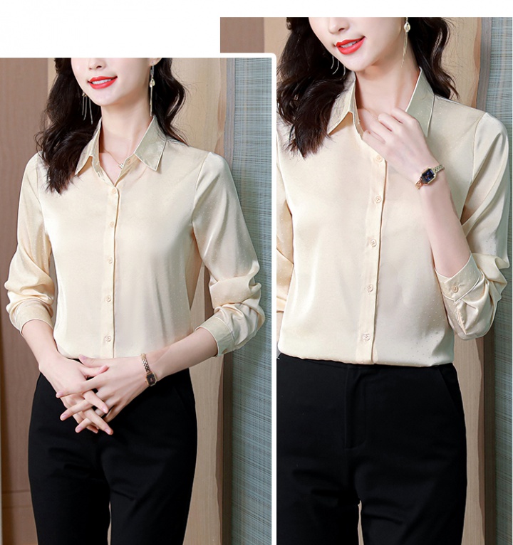 Spring overalls shirt real silk tops for women