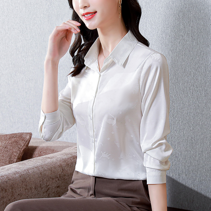 Silk spring tops real silk long sleeve shirt for women