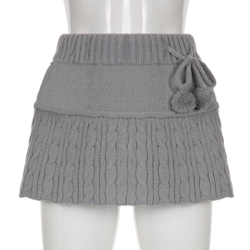 Knitwear twist skirt autumn and winter short skirt