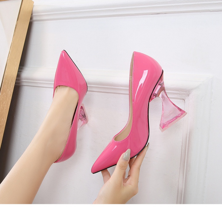 Low crystal business pointed transparent shoes for women