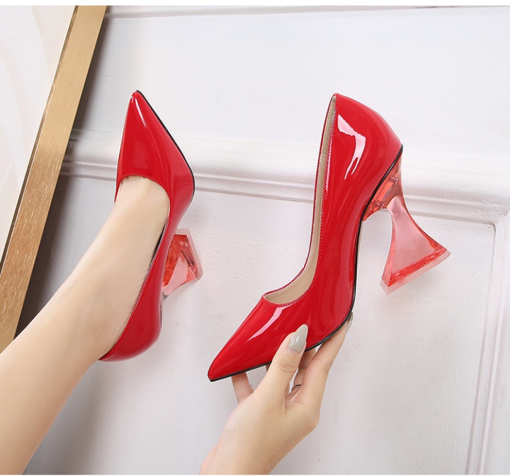 Low crystal business pointed transparent shoes for women