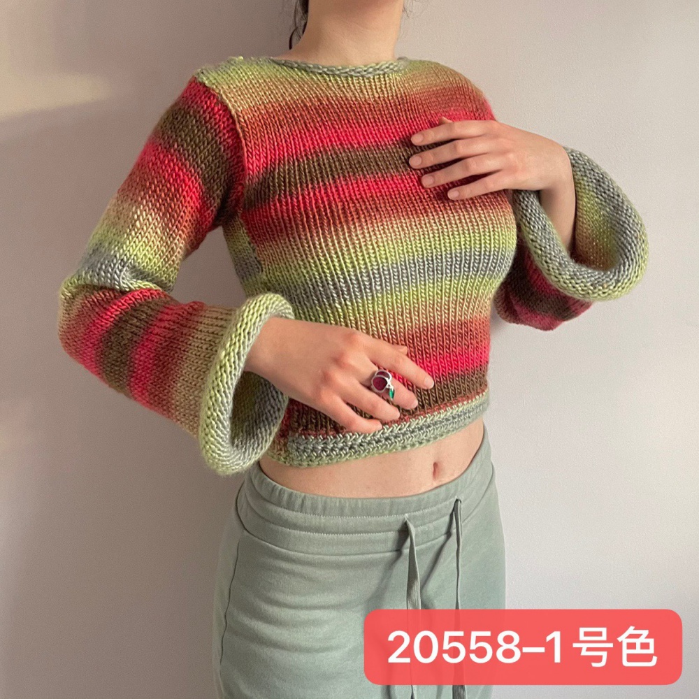 Autumn and winter stripe loose pullover sweater for women