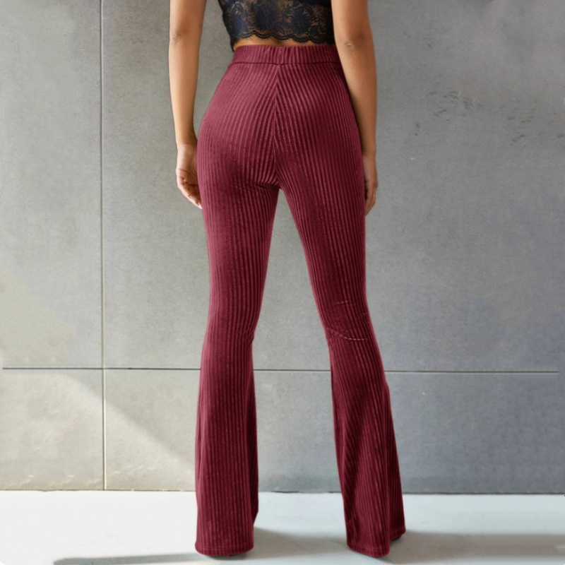 Golden velvet pure European style flare pants for women