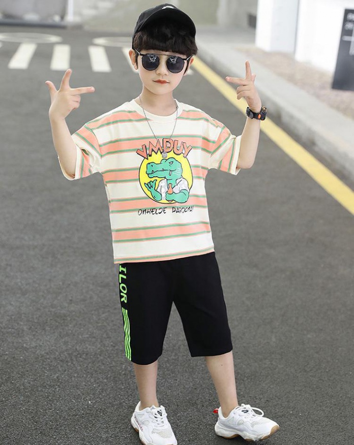 Little boy stripe shorts boy child T-shirt 2pcs set
