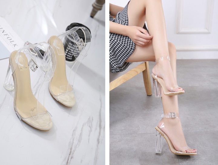 Simple fashion sandals hasp open toe high-heeled shoes