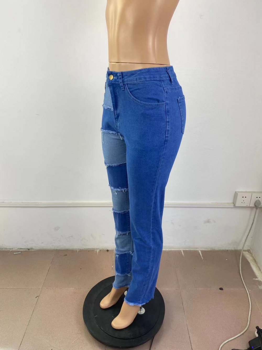 European style straight stitching jeans for women