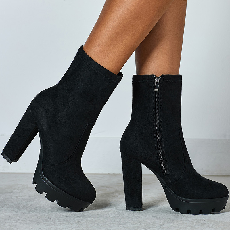 Thick high-heeled short boots thick crust martin boots