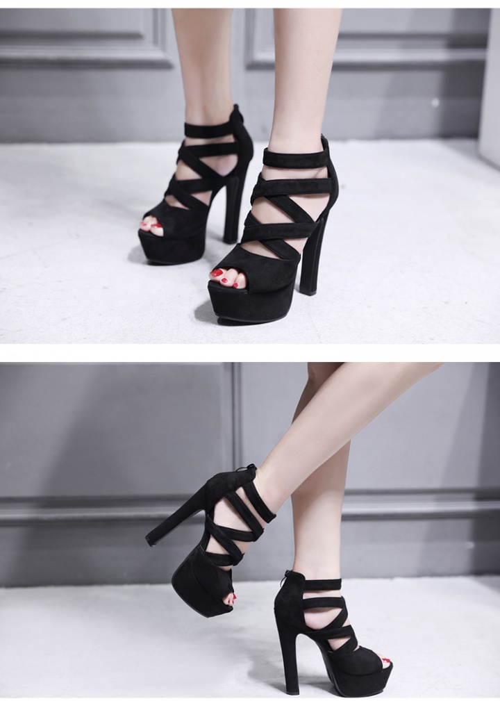 Thick high-heeled broadcloth sandals for women
