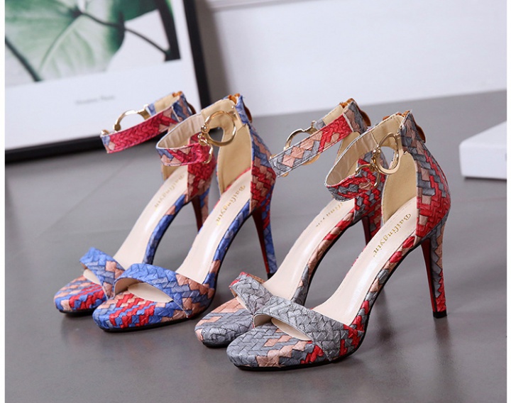 Cingulate sandals mixed colors stilettos for women