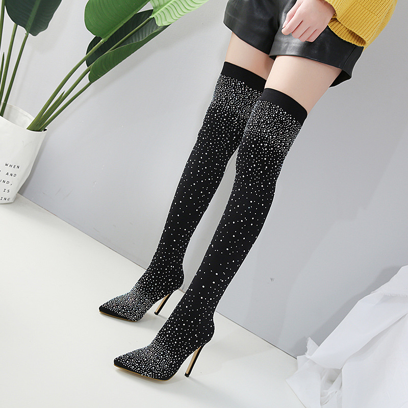 Pointed fine-root winter nightclub elasticity boots