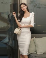 Slim Korean style puff sleeve spring temperament dress