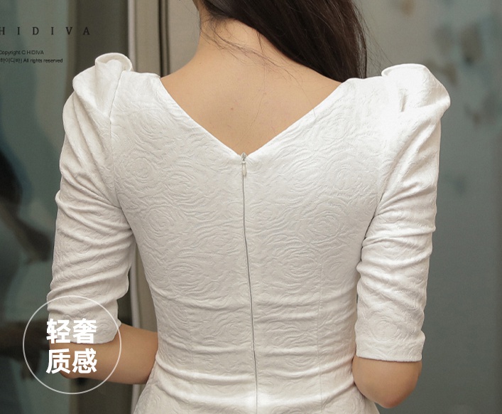 Slim Korean style puff sleeve spring temperament dress
