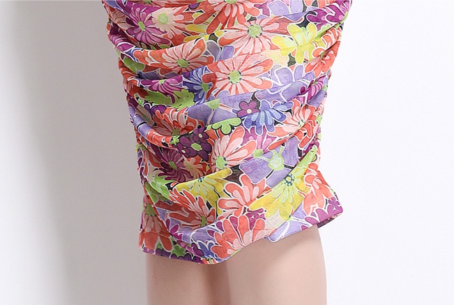 Printing European style gauze sexy dress for women