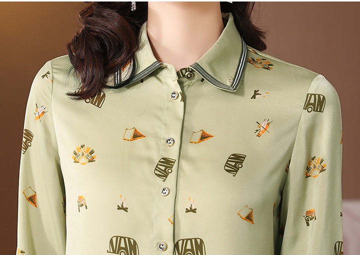 Pattern printing spring shirt chiffon national style tops