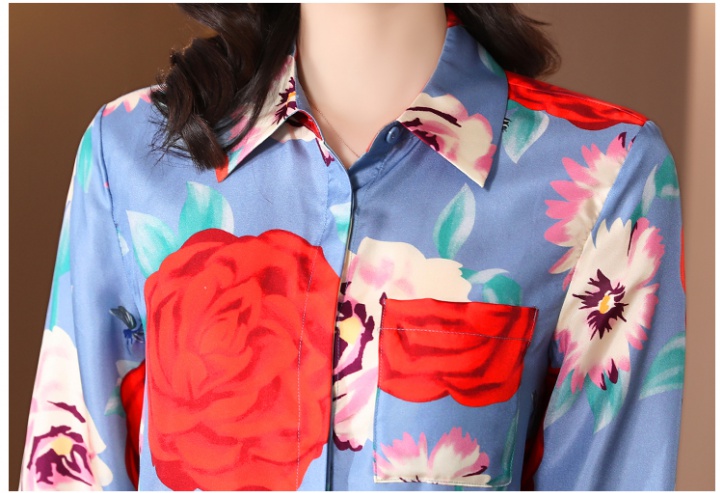 Satin silk tops temperament commuting shirt for women