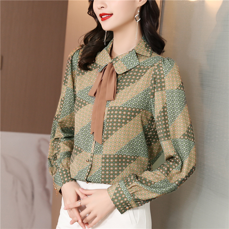 Spring and autumn spring shirt retro tops for women