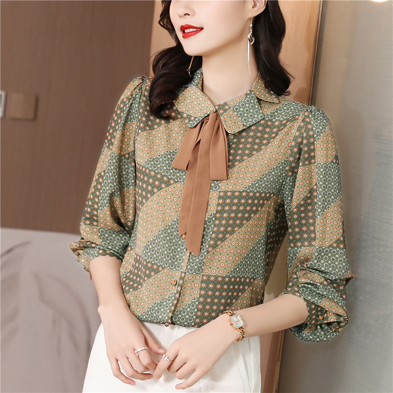 Spring and autumn spring shirt retro tops for women