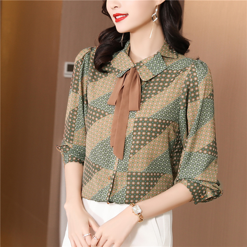Spring and autumn spring shirt retro tops for women