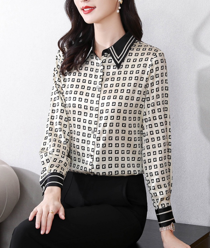 Silk satin tops long sleeve Western style shirt for women