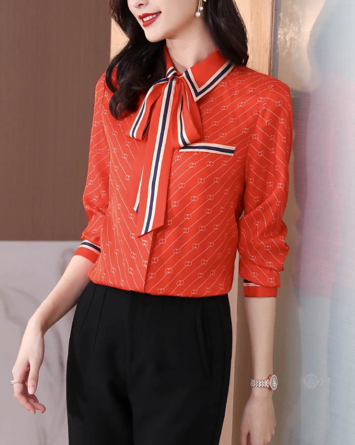 Frenum lapel fashion tops real silk long sleeve loose shirt
