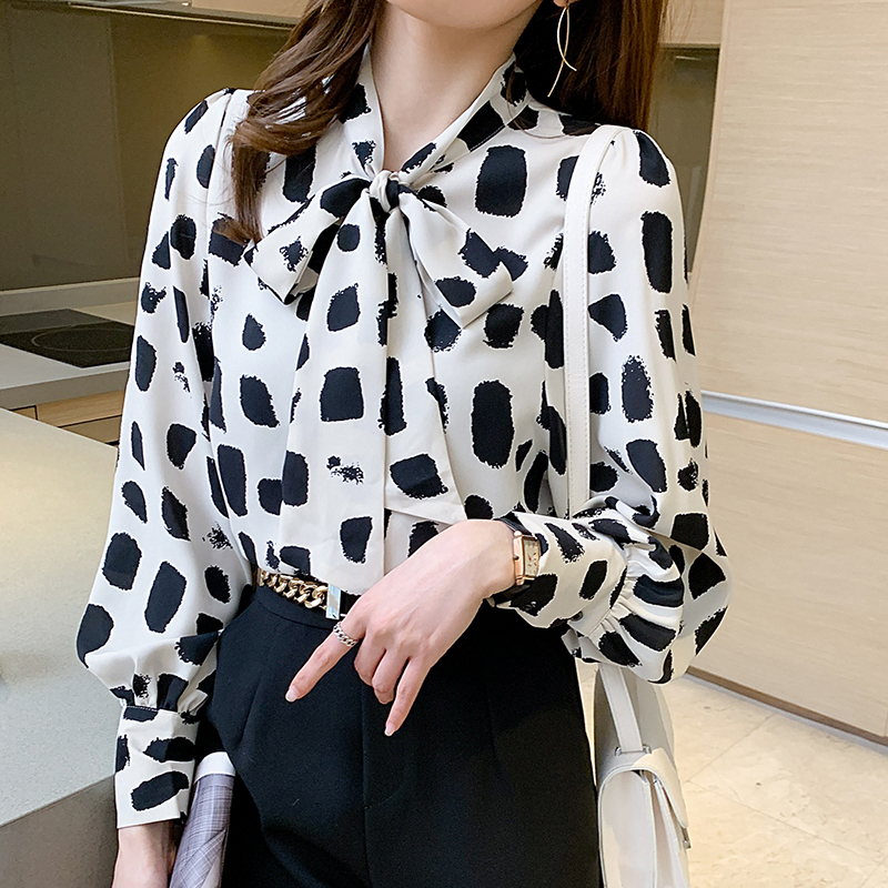 Bow all-match shirt Korean style tops for women