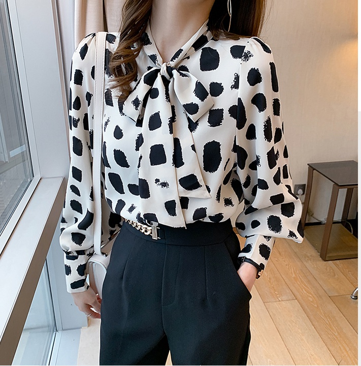 Bow all-match shirt Korean style tops for women