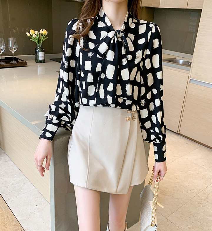 Bow all-match shirt Korean style tops for women