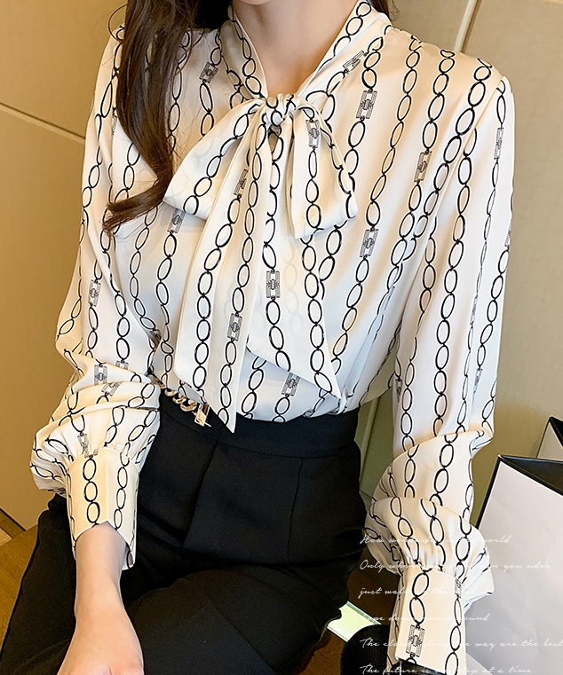 Printing all-match Korean style shirt frenum spring tops